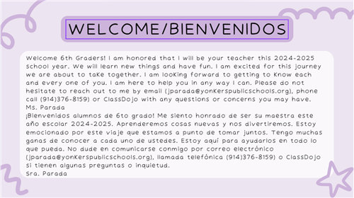 Welcome Message